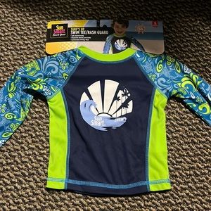 Surf's Up Swim Tee Rash Guard small 18-24 months Green